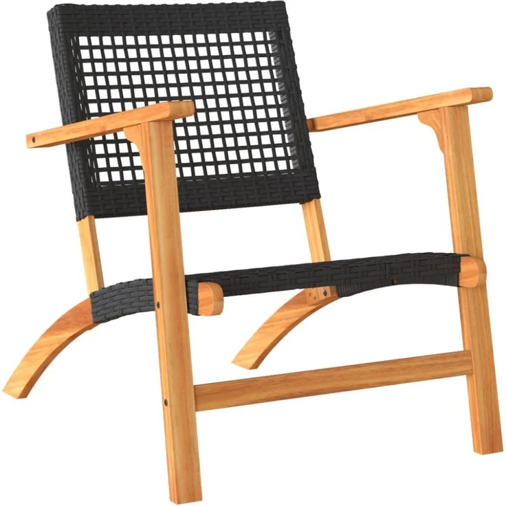 vidaXL Gartenstühle 2 Stk. Schwarz Poly Rattan und Akazienholz 365868 – Bild 3