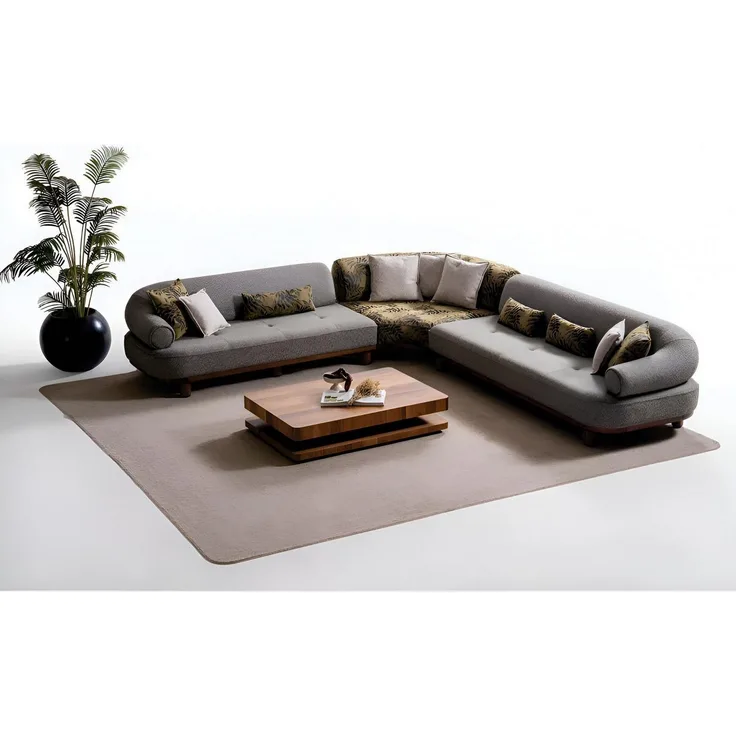 JVmoebel Luxuriöses Ecksofa L-Form, 370 x 330 cm, graue Polsterung, Platz für 6 Personen, Made in Europa