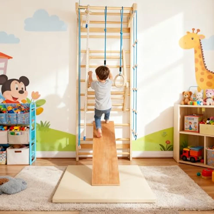 CCLIFE Kletter-Trainingsgerät Klettergerüst für kinder outdoor Sprossenwand Turngeräte Holz – Bild 3