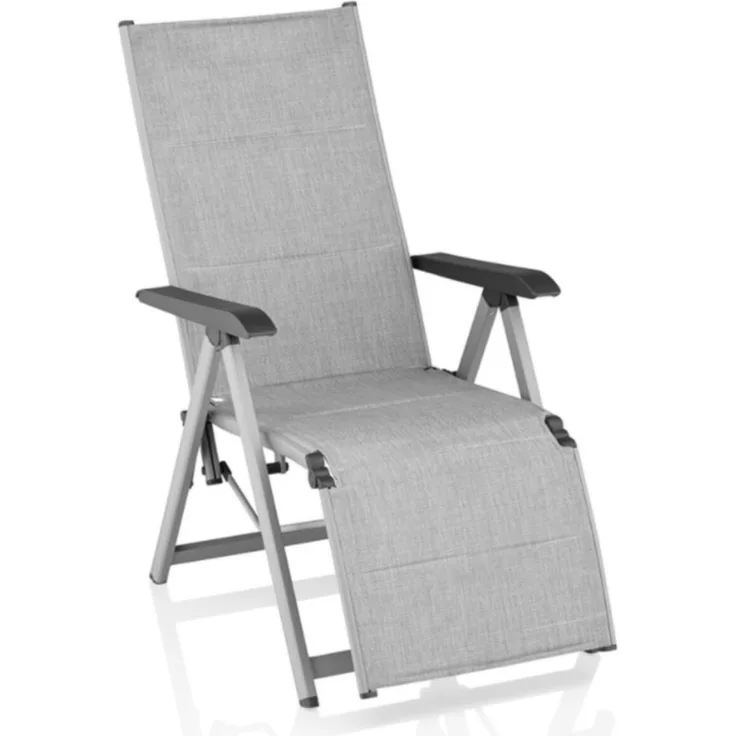 BasicPlus Padded Relaxsessel, silber / hellgrau, Alu / Textilene,