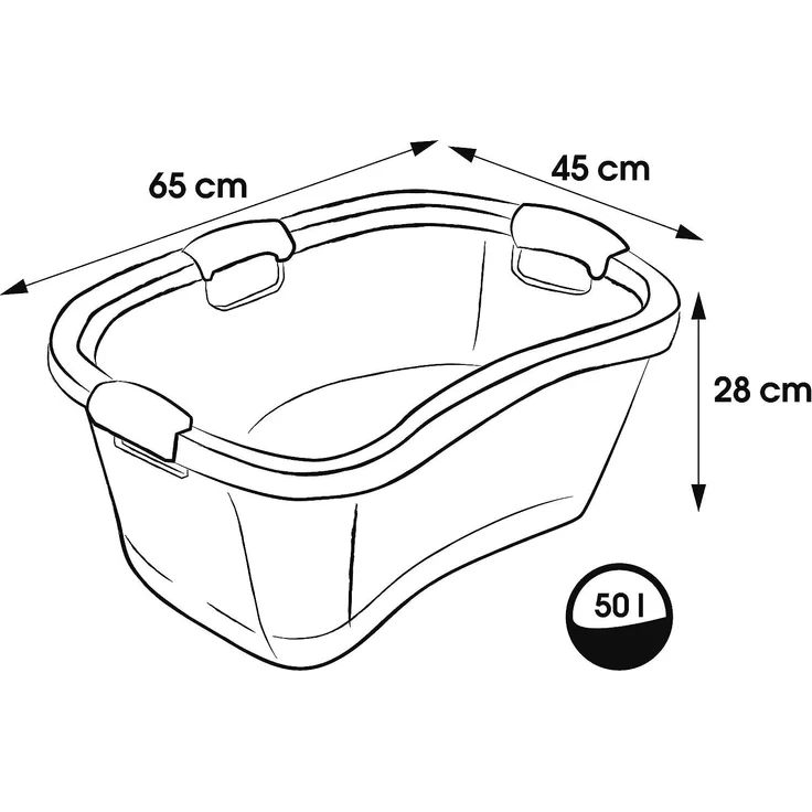 keeeper Wäschewanne janne, ergonomisch, mit Softgriffen, 65 x 45 x 28 cm, 50 l (1 St), Wäschekorb, Wanne in Nierenform – Bild 2