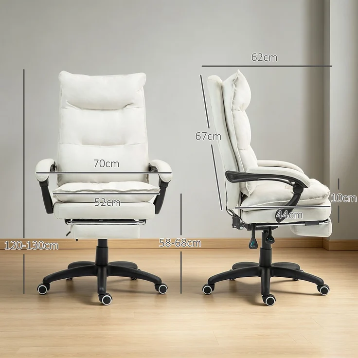 MELAYR, Massage-Bürostuhl, Schreibtischsessel mit Massagefunktion, höhenverstellbarer, 70 x 62 x 130 cm, Cremeweiß – Bild 5