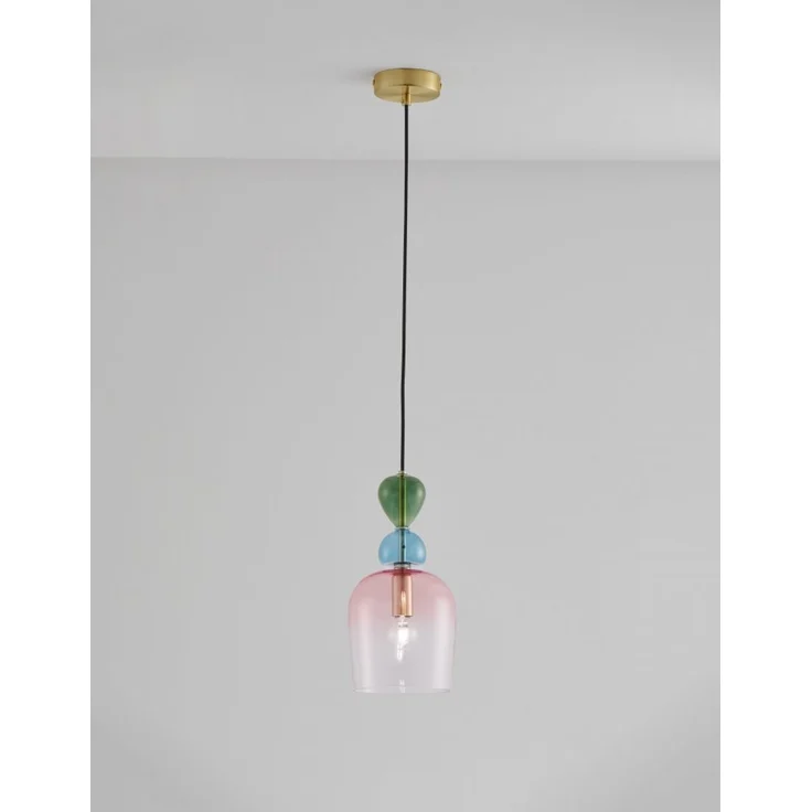 Nova Luce 9009234 MURANO Pendelleuchte 1-flammig Gold Multifarben E14 – Bild 4