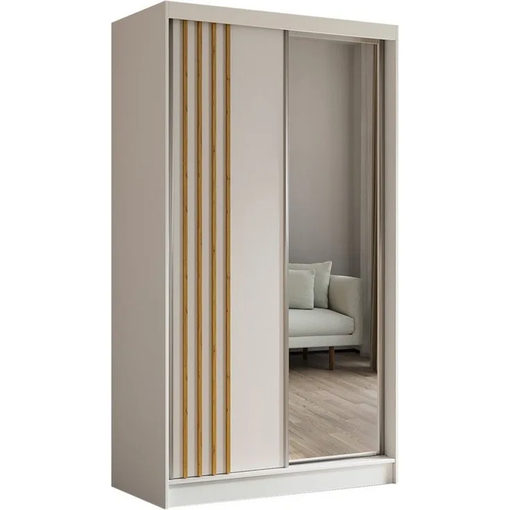 Beautysofa Schiebetürenschrank NELA II mit Spiegel, mit Lamellen, mit Schubladen