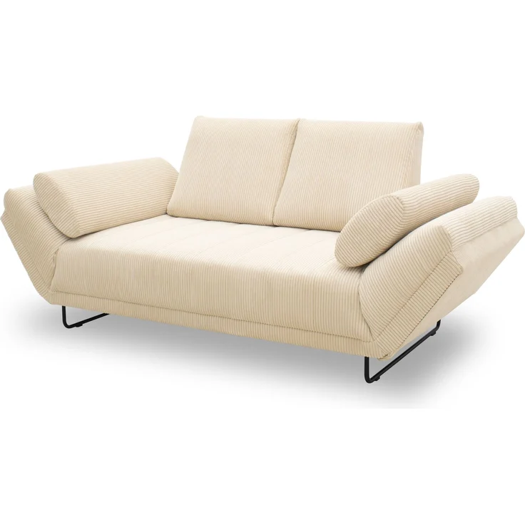 DOMO. collection Sofa 700 001, 2-Sitzer mit Federkernpolsterung und Schlaffunktion, verstellbare Armlehnen, 2er Couch, Polstergarnitur, 210 x 97 x 95 cm (BxTxH), creme – Bild 5