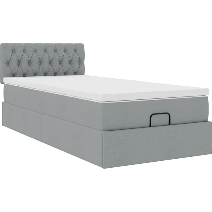 vidaXL Ottoman-Bett mit Matratze Hellgrau 100x200 cm Stoff 3311518 – Bild 5