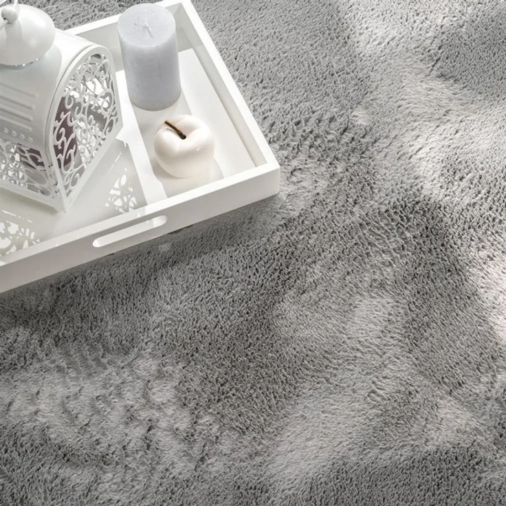 TT Home Teppich Suave 600, rechteckig, Höhe: 14 mm, Wohnzimmer Hochflor Teppich Kunstfell Modern Unifarben Flauschig Weich – Bild 4