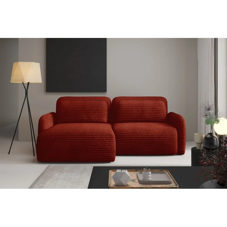 Ecksofa Schlafsofa Sofa SIMONE in Stoff Ambience Rostbraun Ottomane Links – Bild 1