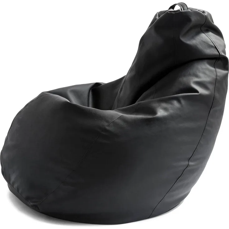 Dmora Asino-Pouf, Sitzsack-Pouf, Sitzsack aus Leder, 100 % Made in Italy, 70 x 70 x 110 cm, Schwarz