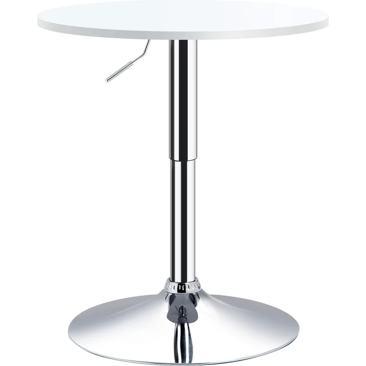 MELAYR, Höhenverstellbarer Bartisch mit runder und rutschfester Basis für Küche, Esszimmer, Ø60 x 69–93 cm, Weiß