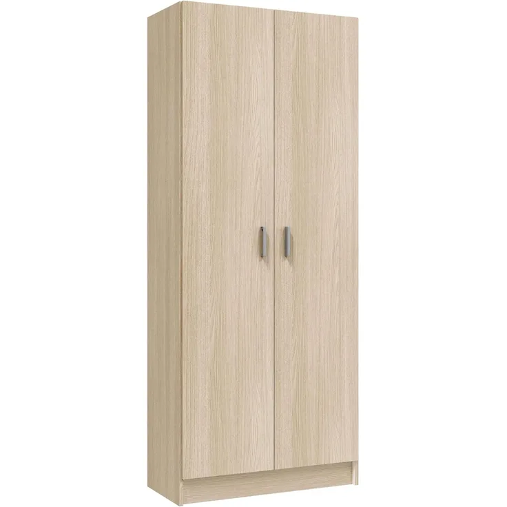 Mehrzweck-Kleiderschrank mit zwei Flügeltüren und zwei höhenverstellbaren Einlegeböden, Eichenfarbe, 73x37 x H180 cm