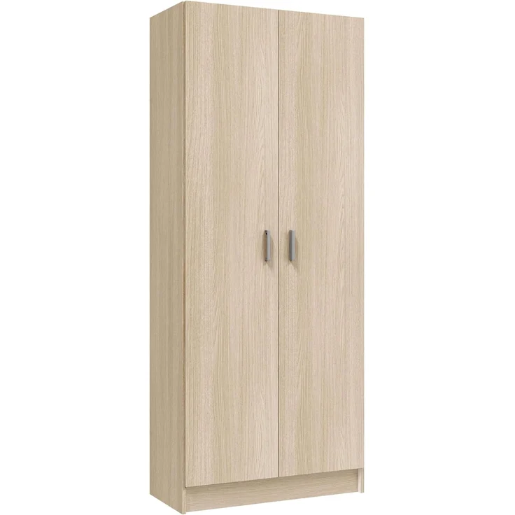 Mehrzweck-Kleiderschrank mit zwei Flügeltüren und zwei höhenverstellbaren Einlegeböden, Eichenfarbe, 73x37 x H180 cm