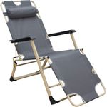 AMANKA Campingstuhl Liegestuhl AMA-YU-98 XL Grau 178 x 65 x 88 cm incl. Auflage
