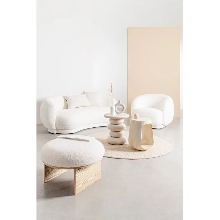 Sofa Tecla aus Boucle-Stoff, skandinavischer Stil, Weiß, 2-3 Sitzplätze, gepolstert – Bild 3