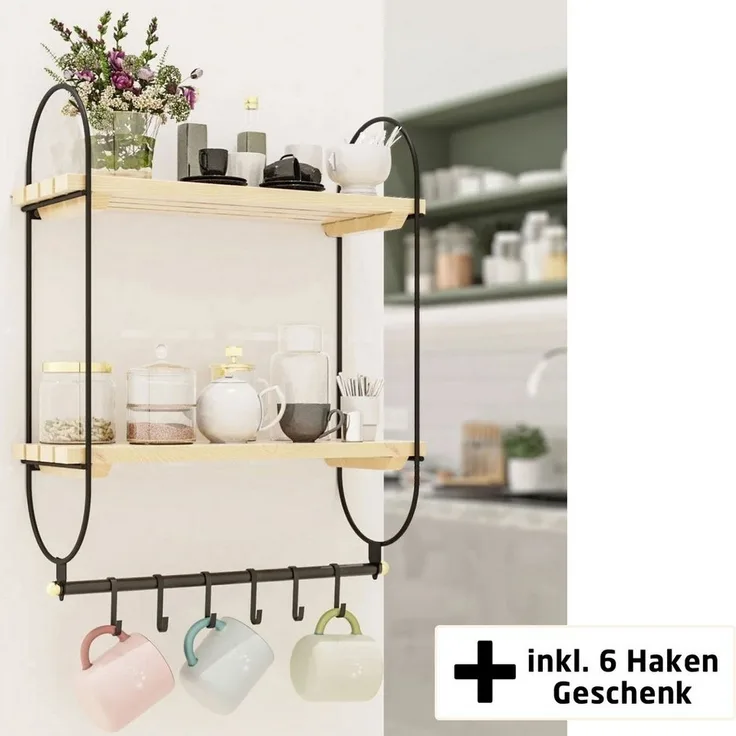 Jungengel Küchenregal Modernes 2-Etagen Wandregal Küchen Organizer Küchenablage Küchenbord