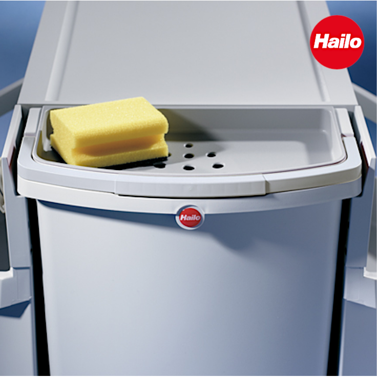Hailo Multifunktionseimer 1068099 hellgrau mit Deckel 318 x 179 x 315 mm – Bild 4