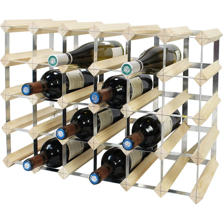 Todeco - Weinregal Flaschenregal Weinständer Weinhalter Weinregal Holz für 30, Natürliches Holz – Bild 4