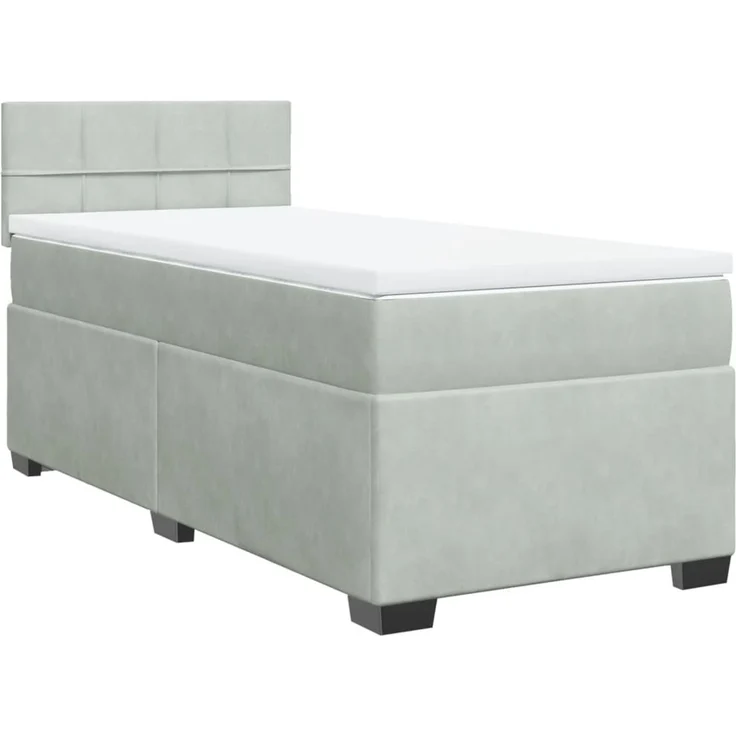 vidaXL Boxspringbett mit Matratze Hellgrau 80x200 cm Samt 3286162 – Bild 2