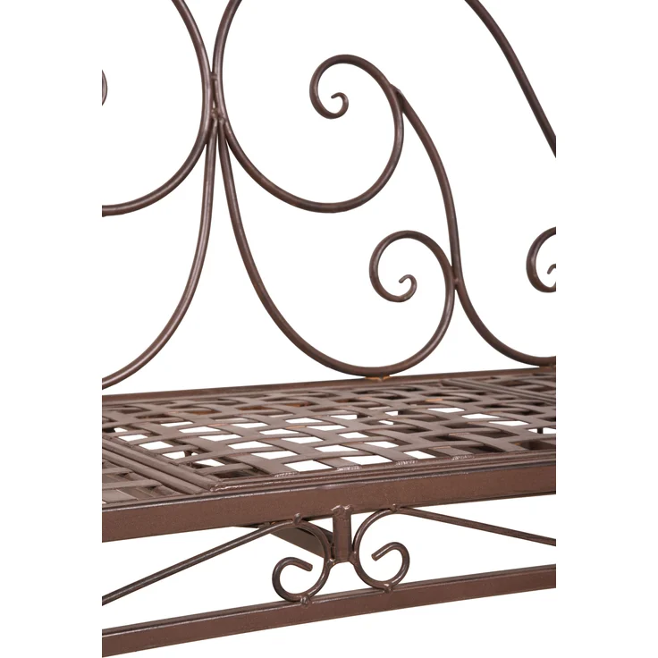 Gartenbank SABINE hochklappbarer Tisch - 147cm Breit, Stahl, Braun, 147 x 53 x 94,5 cm | Terrassenbank Wetterfest Sitzbank Outdoor Bank – Bild 6