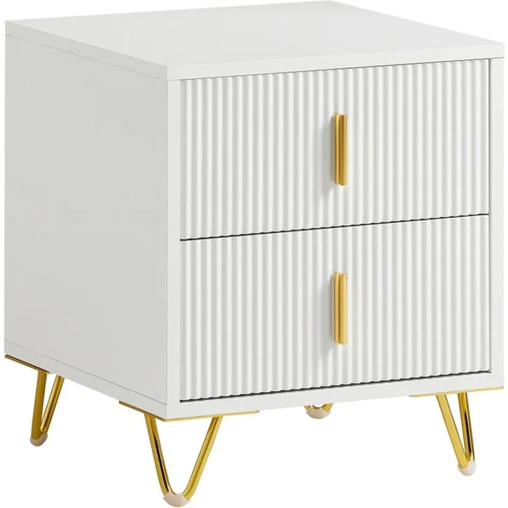 SoBuy FBT115-W Nachttisch, MDF, Melamin, Weiß, 40 x 47 x 40 cm