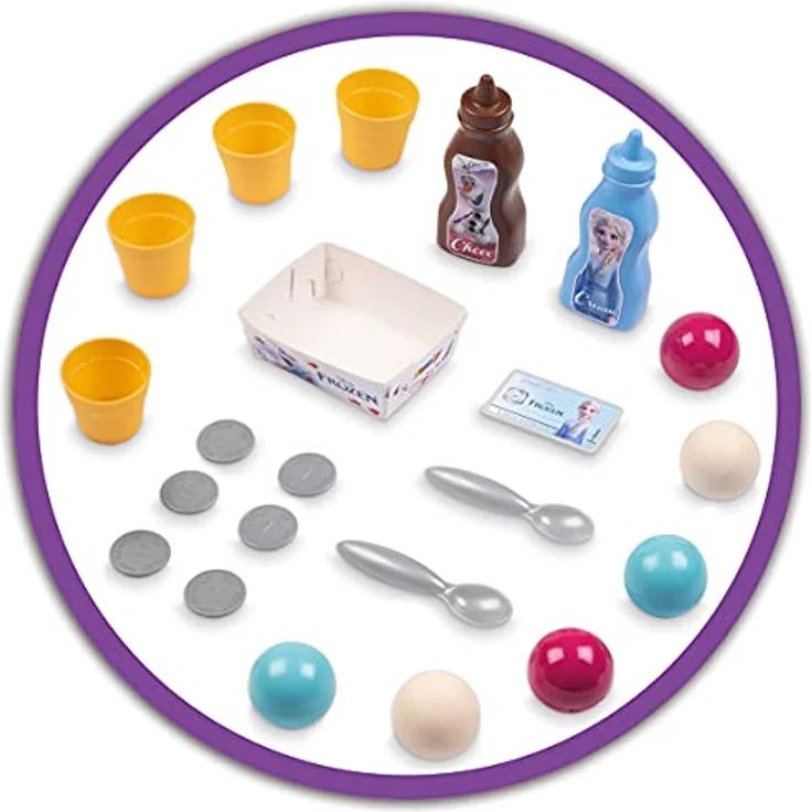 Smoby Frozen Ice Cream Factory, Eisshop im Disney "Die Eiskönigin" Design mit Eismaschine und bunten Stickern – Bild 5