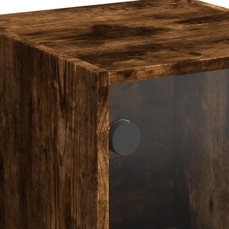 vidaXL Highboard mit Glastüren Räuchereiche 35x37x109 cm 836389 – Bild 11