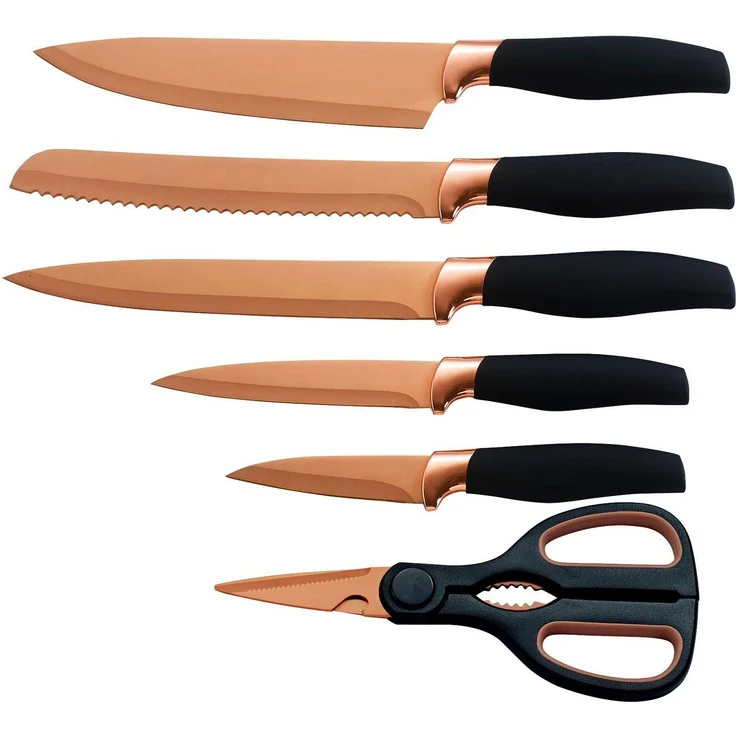 KING Messer-Set TITANIUM ROSÉ (Set, 6-tlg), 5 Küchenmesser, 1 Schere, beschichtete Messer- und Scherenklinge – Bild 1