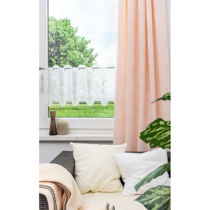 Scheibengardine Plauener Spitze - Blumenkelche (Bx H) 213,2cm * 30cm Beige/beige – Bild 5