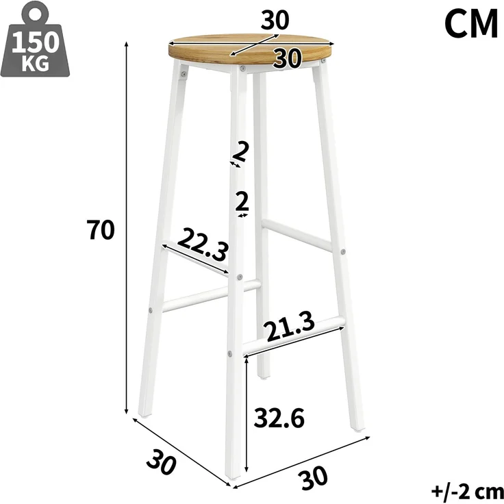Bar-Set: Kücheninsel-Tisch mit Stauraum & 2 Barhockern, weiß, Holzoptik, mit Glas-Schranktüren & verstellbaren Regalen, belastbar bis 150kg pro Hocker--Weiß--138x39x105cm--YOUDENOVA – Bild 9