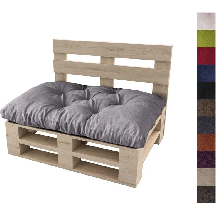 sunnypillow Sitzkissen Palettenkissen gesteppt Sitzkissen 120 x 80 x 12 cm, Grau