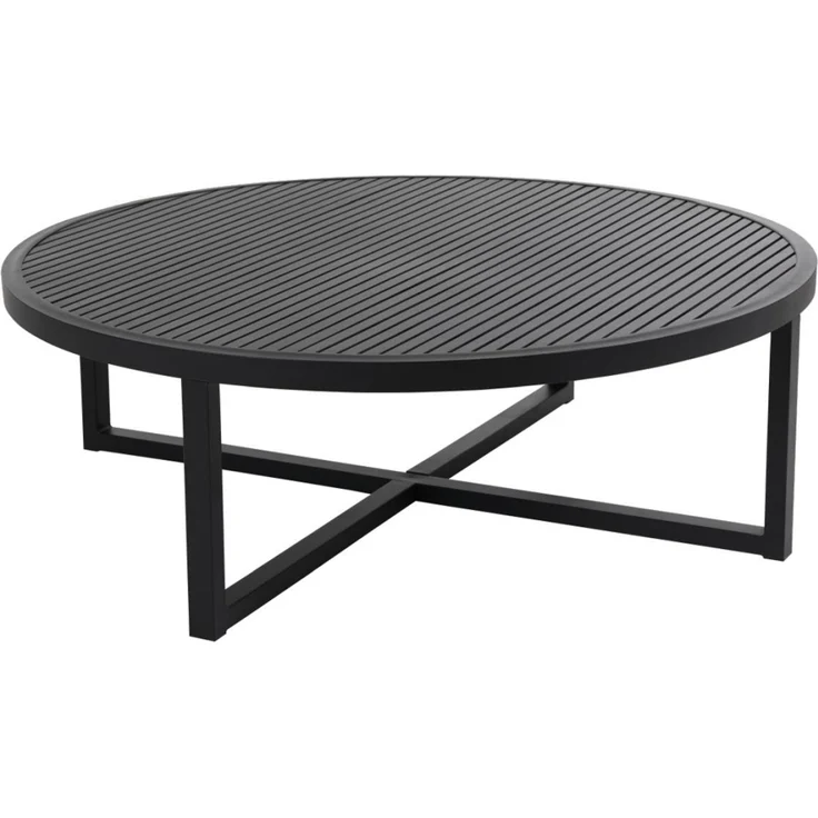 Gartencouchtisch Vevi aus Aluminium, modern rund, schwarz, Ø 100 cm, pulverbeschichtet