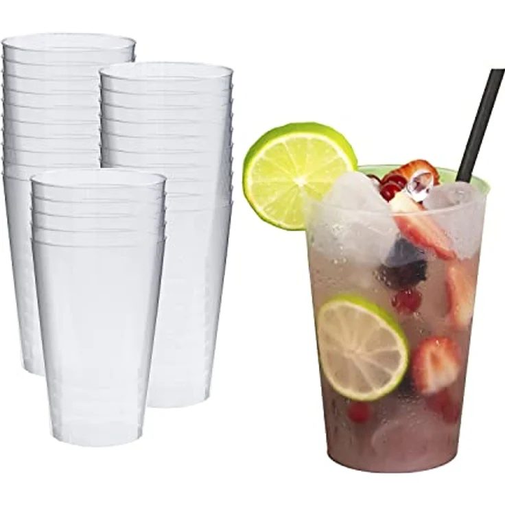 Silverkitchen 25x Party Becher 300ml - Wiederverwendbare Trinkbecher aus Hartplastik, Plastikbecher Cocktail Set, Mehrwegbecher 0,3 l Made In Germany – Bild 1