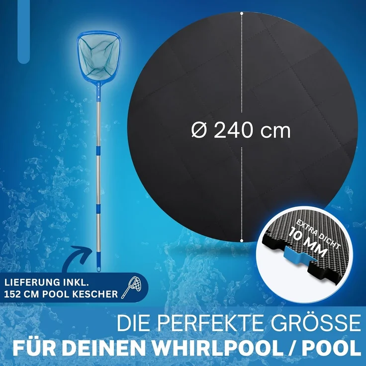bonsport Pool-Bodenschutzfliese Whirlpool Matten Set 240 cm rund, schwarz – Bild 4