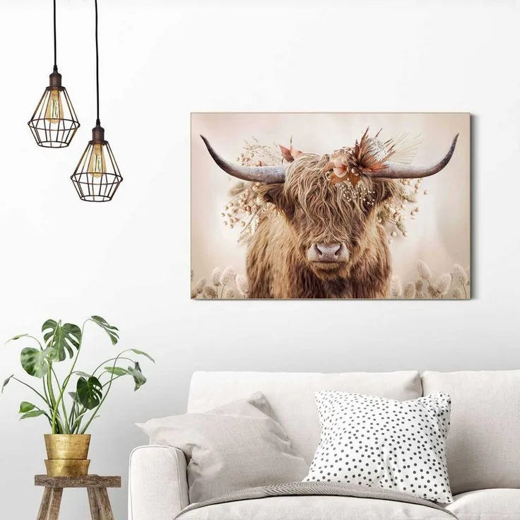 Reinders! Wandbild Highlander in Blumen