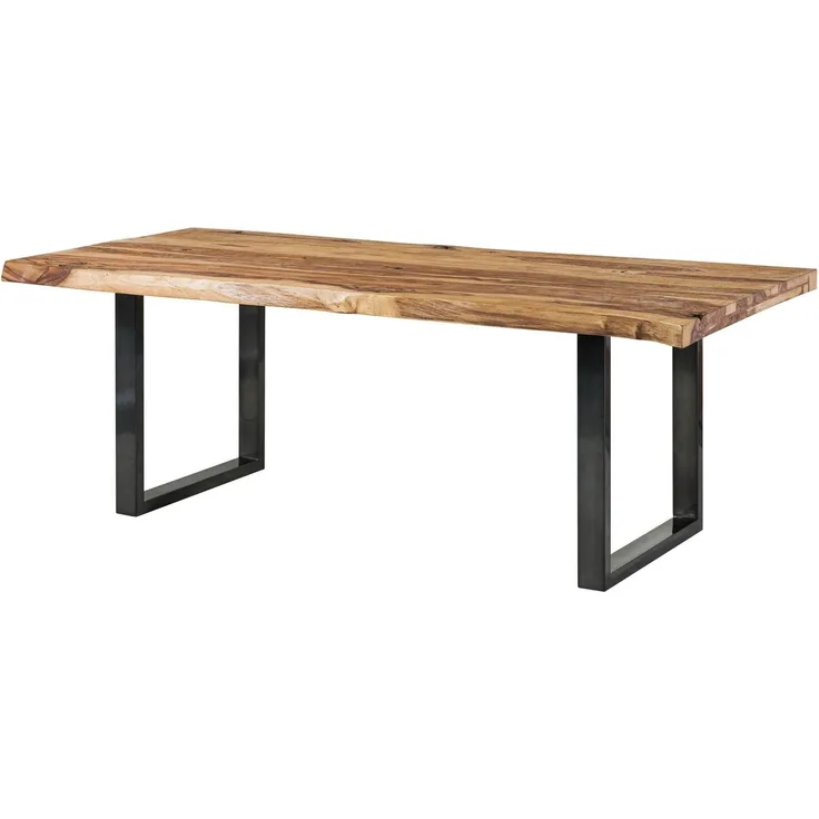 Baumtisch Sheesham 200x100x77 natur sandgestrahlt / U-Beine anthrazit glänzend FREEFORM 5