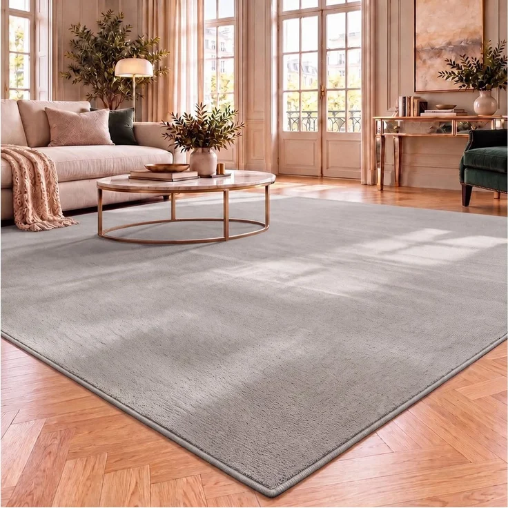 Vimoda Teppich Cozy Kurzflor Teppich – Angenehm warm & weich, waschbar & rutschfest, Rechteck, Höhe: 10 mm, Fellteppich Uni, Wohnzimmer, Schlafzimmer, kinderzimmer – Bild 1