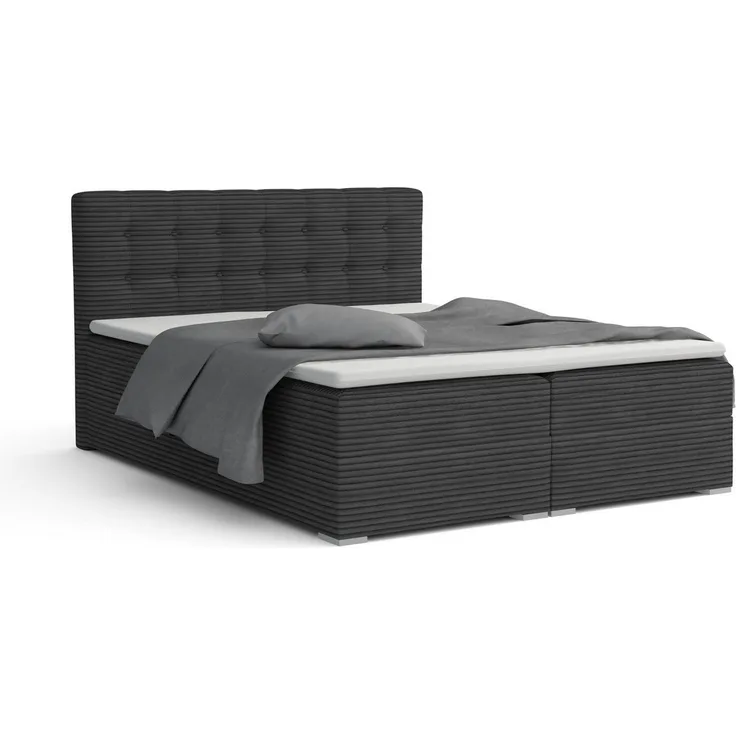 Deine Möbel 24 Boxspringbett CYNTHIA, Cord-Samt, 2 Matratzen H3/H4, inkl. Bettkästen und Topper, 140x200-200x200 cm, in Creme, Beige, Hellgrau, Anthrazit oder Schwarz
