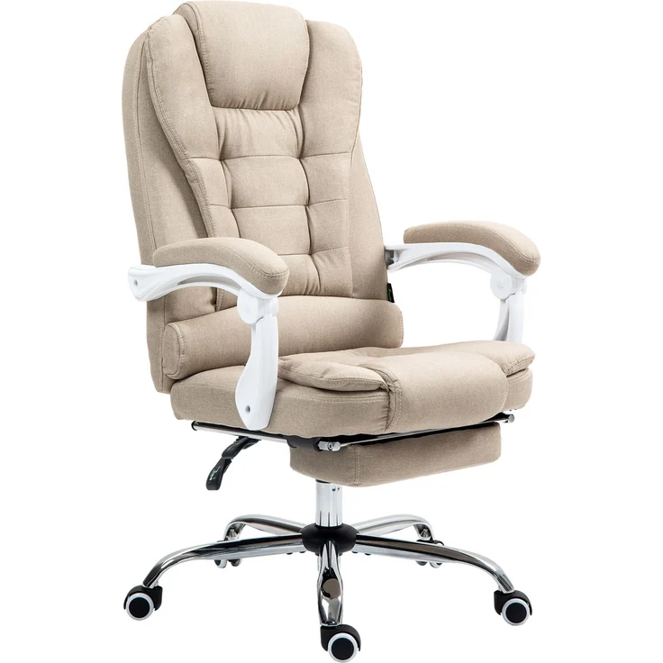 MELAYR, Chefsessel, Computerstuhl mit Fußstütze, 78 x 35 x 56 cm, Beige – Bild 2