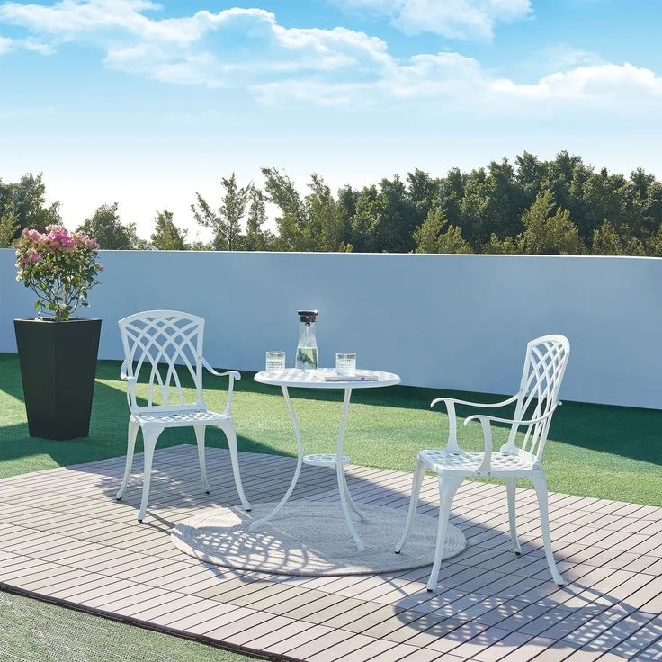 Bistro-Set Vena 3-tlg. Aluminiumguss Weiß [casa. pro] – Bild 1