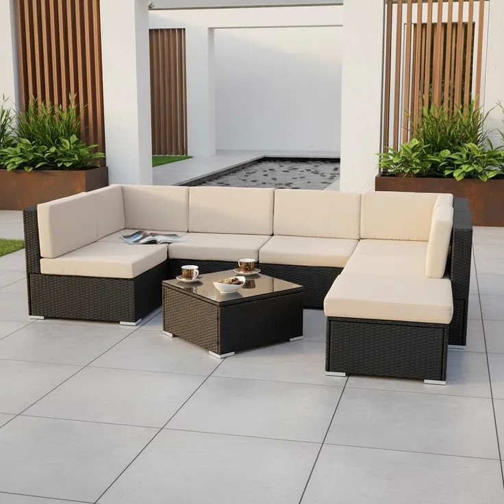 Lounge Sitzgarnitur Sitzgruppe Rattan Gartenmöbel Gartenset Sitzgruppe Terrasse