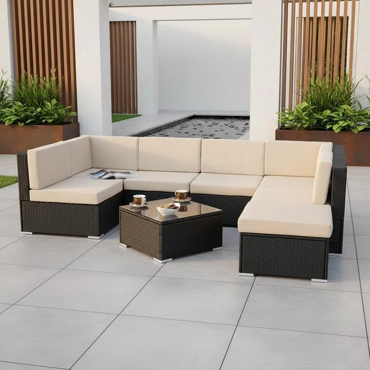 Lounge Sitzgarnitur Sitzgruppe Rattan Gartenmöbel Gartenset Sitzgruppe Terrasse – Bild 1