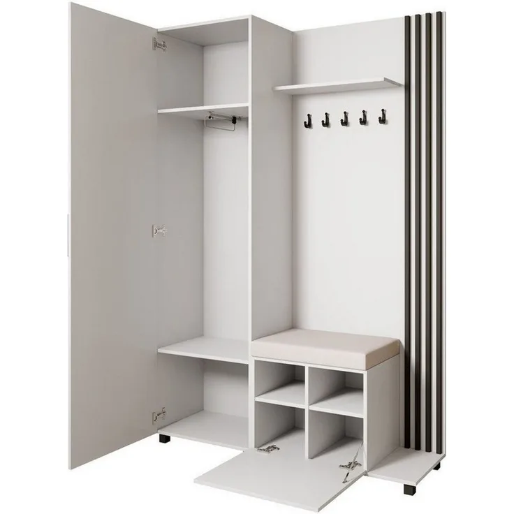 Beautysofa Garderoben-Set Livia – Design, Funktion und Ordnung in Perfektion, (Geräumiger Schuhschrank, mit praktischer Kleiderstange)