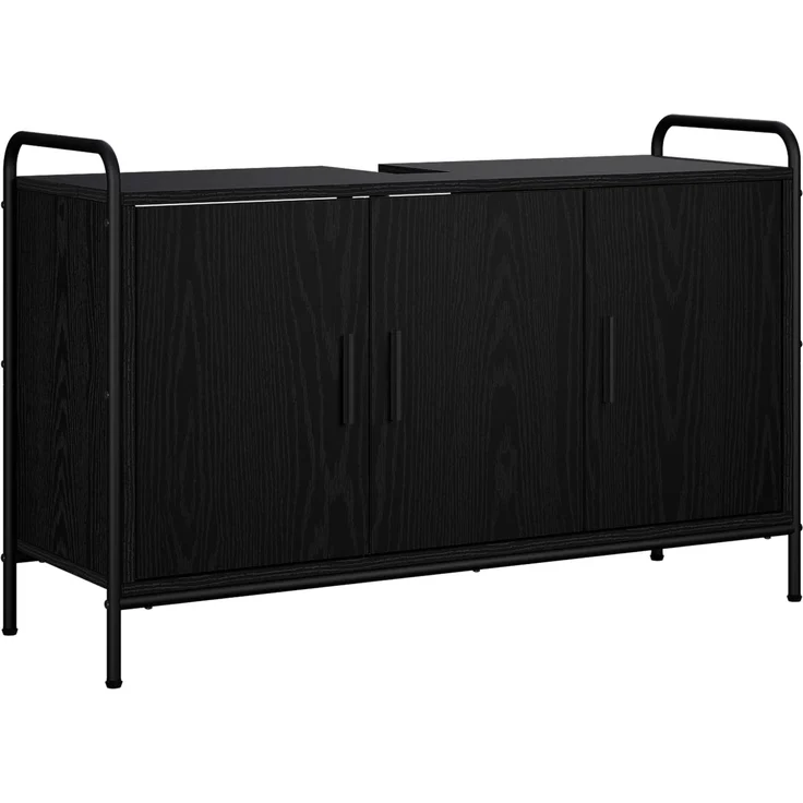 vidaXL Badezimmerschrank-Set 3 Stk. Schwarz Eichen-Optik 3444525 – Bild 4