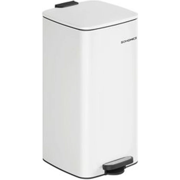 Songmics Mülleimer Küche, 20/30 Liter Abfalleimer, Tretmülleimer, Stahl, mit Inneneimer, Softclose, Offenhaltefunktion, wolkenweiß LTBDE593W02 – Bild 6