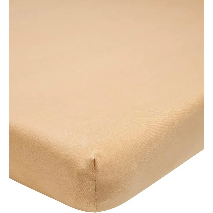 Meyco Home Basic Jersey Uni Spannbettlaken Doppelbett (Bettlaken mit weicher Jersey-Qualität, aus 100% Baumwolle, perfekte Passform durch Rundum-Gummizug, Maße: 180x210/220 cm), Warmer Sand