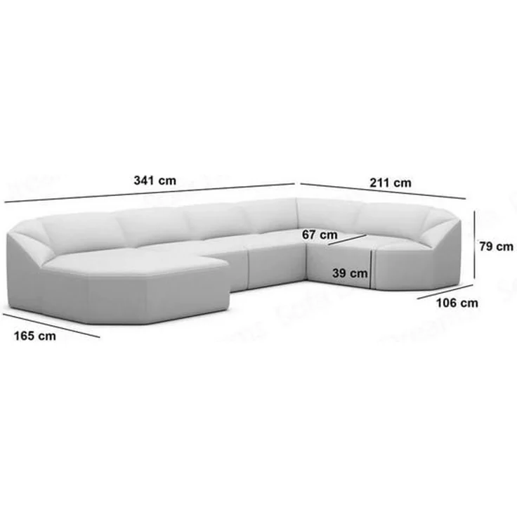 Wohnlandschaft Cabrera U-Form - Strukturstoff - Blau - Rechts – Bild 6