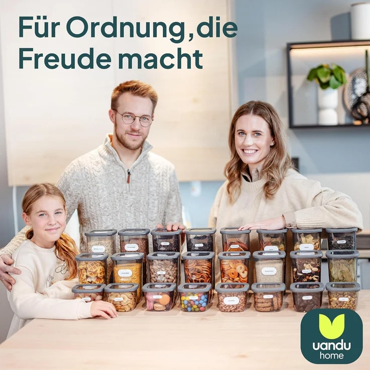 uandu Vorratsdosen mit Deckel Luftdicht - 24er Vorratsbehälter Set | Aufbewahrungsbox Küche Aufbewahrung & Organisation | BPA Frei | Küchen Organizer | Vorratsdosen für alle trockenen Lebensmittel – Bild 7
