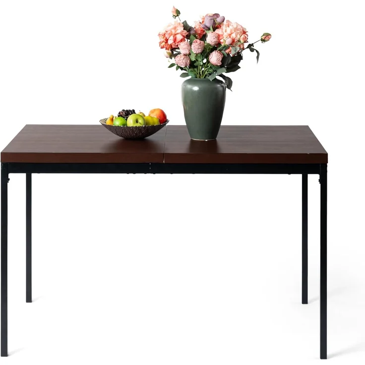 FurnitureR Espresso rechteckiger Dining-Tisch, L-120 cm für 4-6 Personen, Sleek Modernes Design, Thick Wood Top mit Metallrahmen, vielseitig und minimalistisch, Akzent für Outdoor & Innen 120x70 x – Bild 1