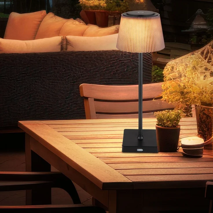 LED Tischlampe, Außenleuchte, Touchdimmer, Akku H 38 cm – Bild 4