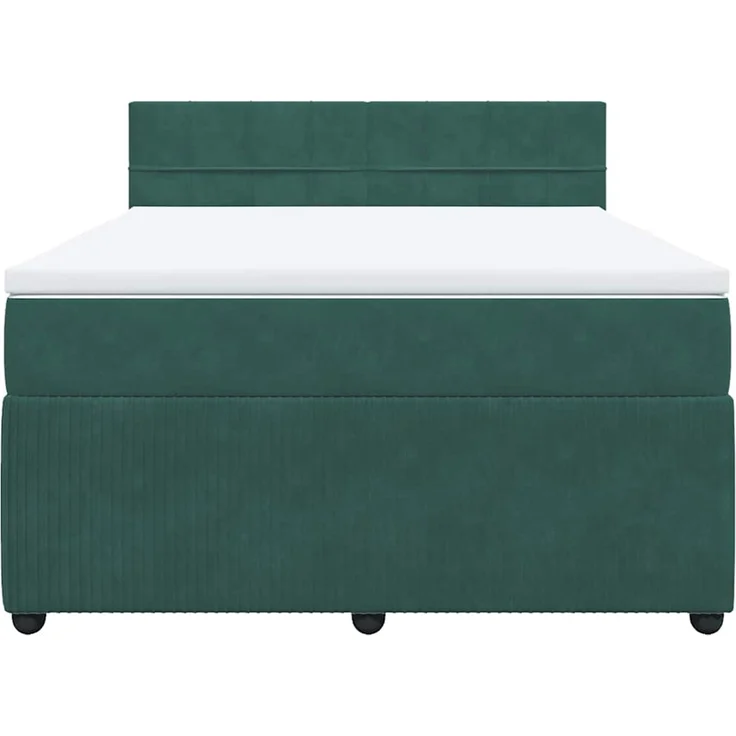 vidaXL Boxspringbett mit Matratze Dunkelgrün 140x190 cm Samt 3287737 – Bild 4